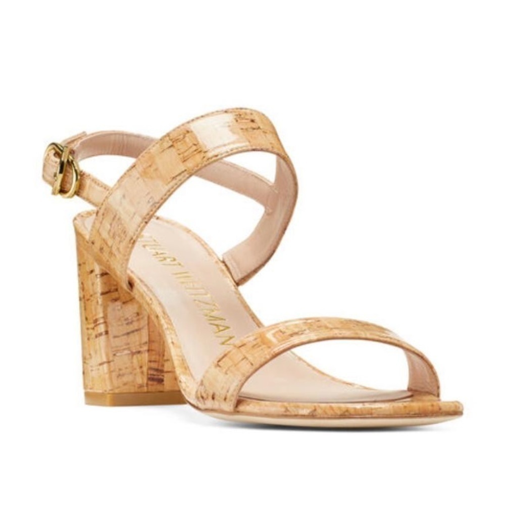 NIB Stuart Weitzman Austine 75 Square Toe Mid Heel Sandals
